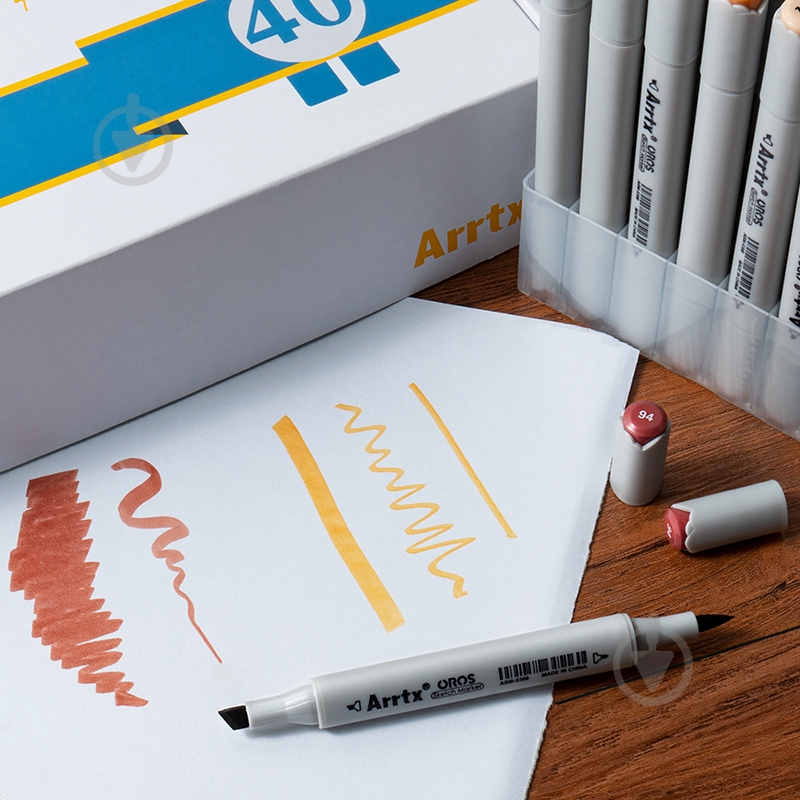 Набор спиртовых маркеров Arrtx OROS ASM-03YL 40 цветов, желтые оттенки LC302499 - фото 3 Набор спиртовых маркеров Arrtx OROS ASM-03YL 40 цветов, желтые оттенки LC302499 - фото 3