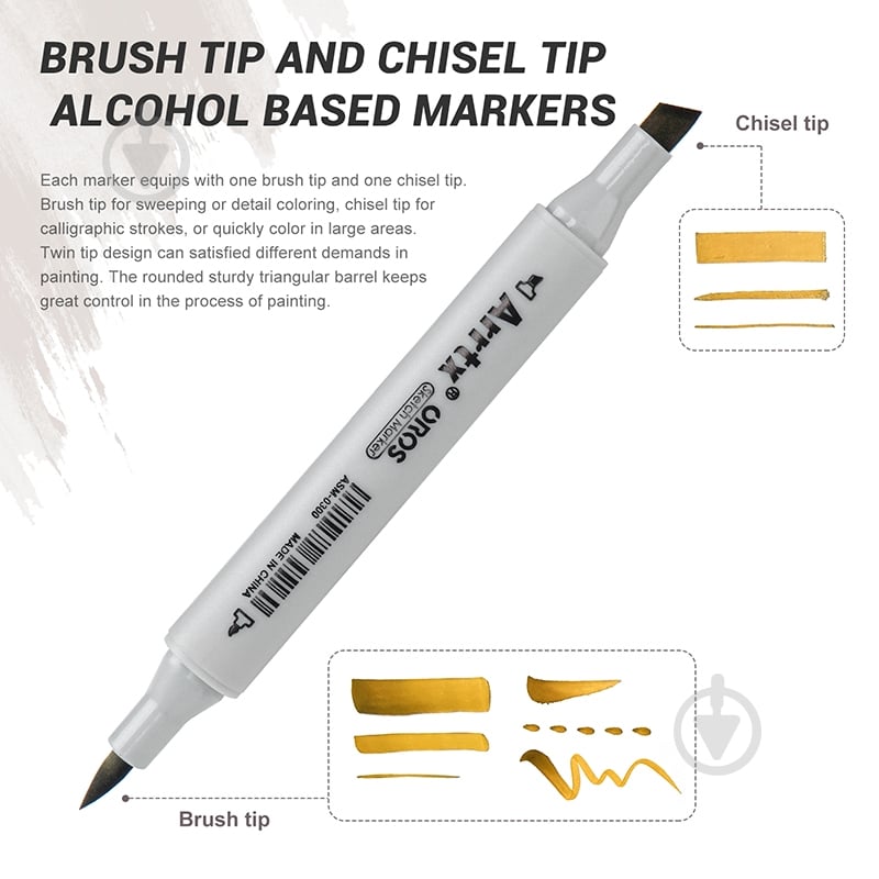 Набор спиртовых маркеров Arrtx OROS ASM-03YL 40 цветов, желтые оттенки LC302499 - фото 2 Набор спиртовых маркеров Arrtx OROS ASM-03YL 40 цветов, желтые оттенки LC302499 - фото 2