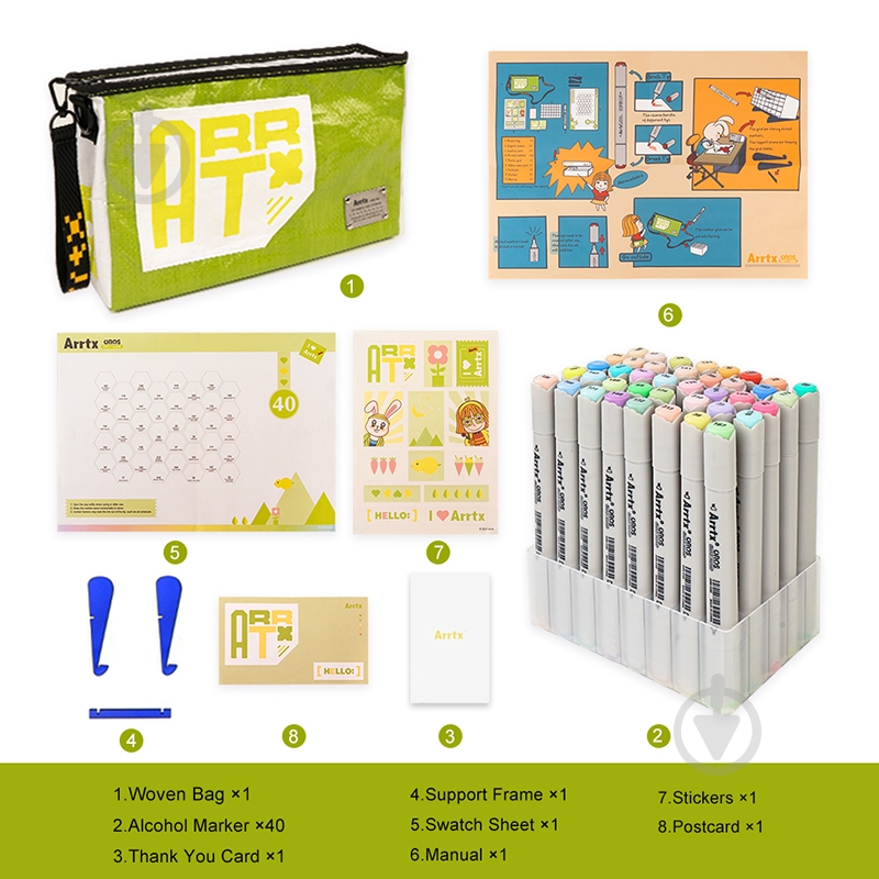 Набір спиртових маркерів Arrtx Oros ASM-03-PT01, 40 кольорів, пастельні відтінки LC302628 - фото 6 Набір спиртових маркерів Arrtx Oros ASM-03-PT01, 40 кольорів, пастельні відтінки LC302628 - фото 6