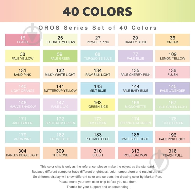 Набір спиртових маркерів Arrtx Oros ASM-03-PT01, 40 кольорів, пастельні відтінки LC302628 - фото 4 Набір спиртових маркерів Arrtx Oros ASM-03-PT01, 40 кольорів, пастельні відтінки LC302628 - фото 4