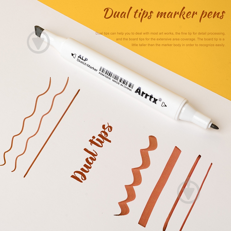 Набір маркерів Arrtx Alp ASM-02-SK02 12 кольорів відтінки шкіри LC302604 - фото 4