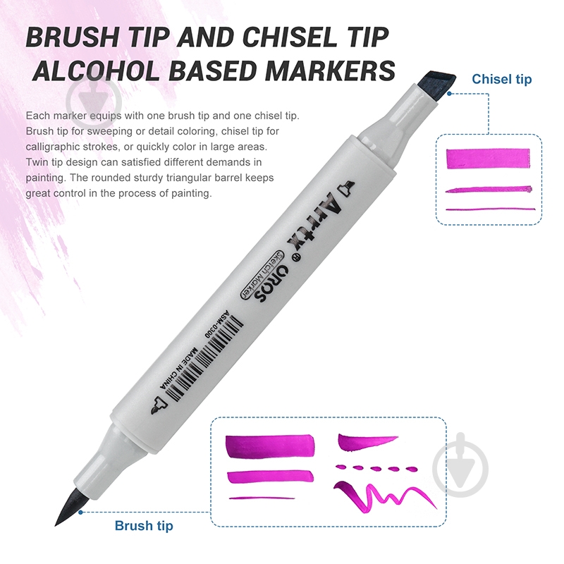 Набор маркеров Arrtx Oros ASM-03PL 24 цвета фиолетовые оттенки LC302505 - фото 2 Набор маркеров Arrtx Oros ASM-03PL 24 цвета фиолетовые оттенки LC302505 - фото 2