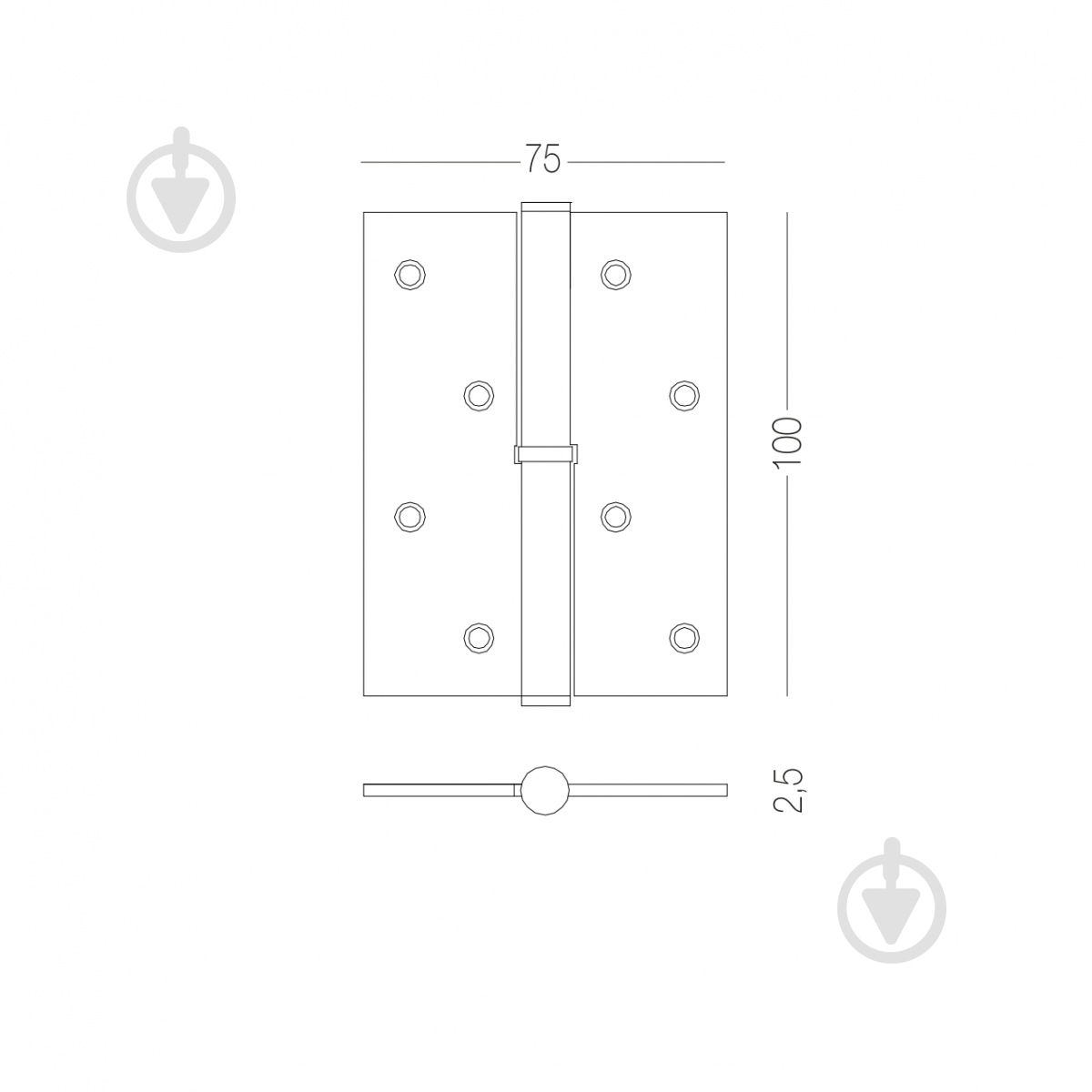 Петля Linde H-100R Black врезная 100x75x2,5 мм черный правая 1 шт. - фото 2