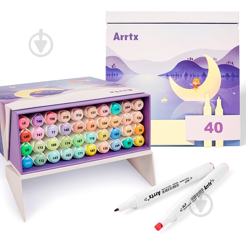 Набір маркерів Arrtx Alp ASM-02-PT01 40 кольорів пастельні відтінки LC302598 - фото 1