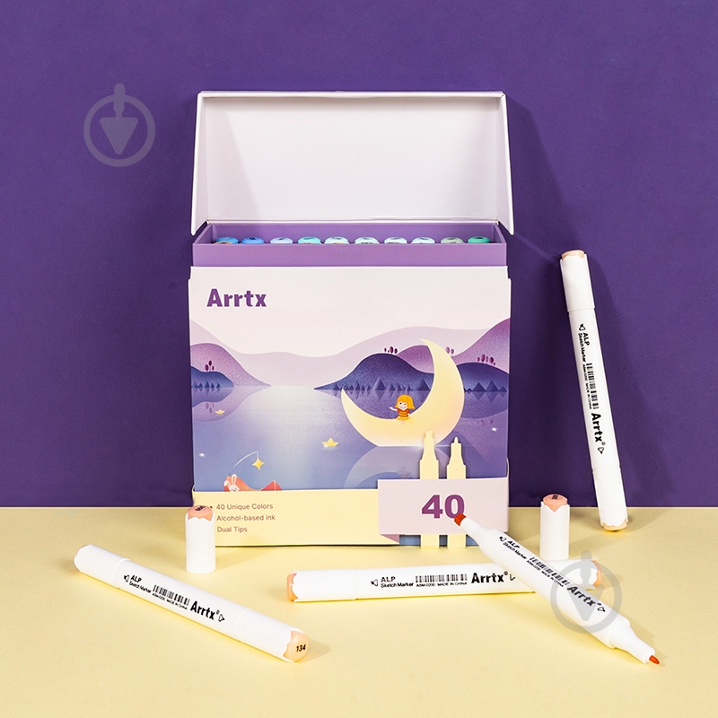 Набір маркерів Arrtx Alp ASM-02-PT01 40 кольорів пастельні відтінки LC302598 - фото 9