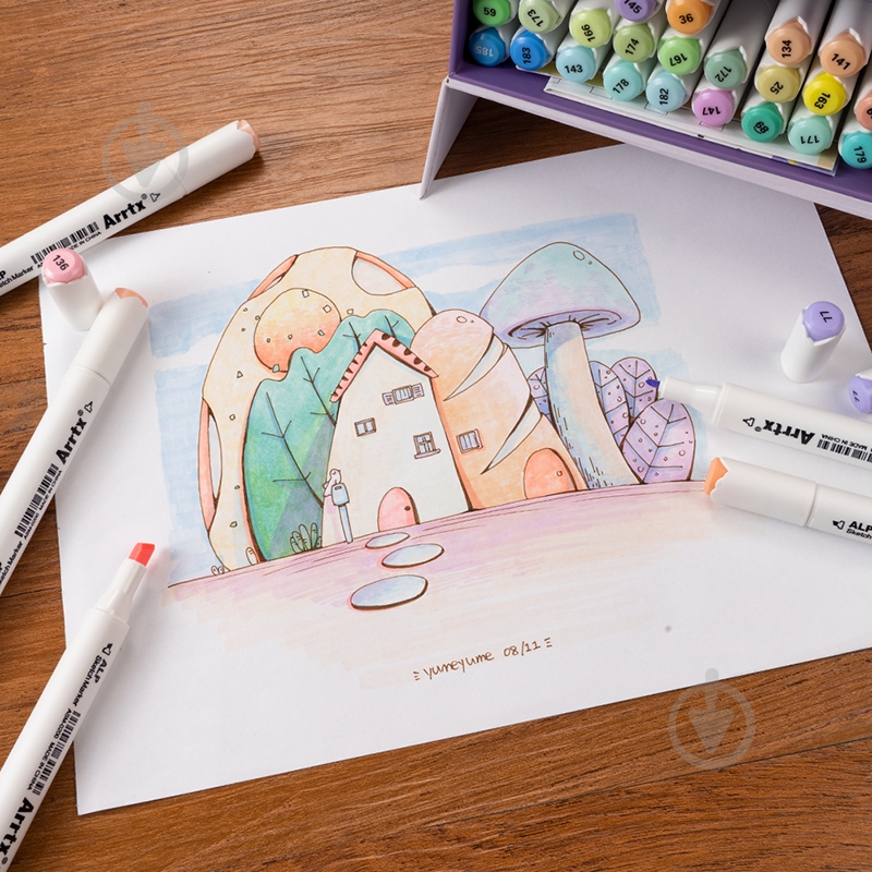 Набір маркерів Arrtx Alp ASM-02-PT01 40 кольорів пастельні відтінки LC302598 - фото 10