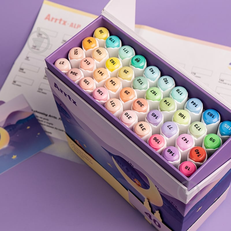 Набір маркерів Arrtx Alp ASM-02-PT01 40 кольорів пастельні відтінки LC302598 - фото 7