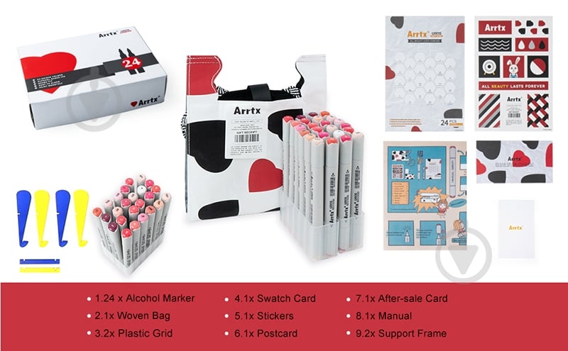 Набор маркеров Arrtx Oros ASM-03RD 24 цвета красные оттенки LC302536 - фото 5 Набор маркеров Arrtx Oros ASM-03RD 24 цвета красные оттенки LC302536 - фото 5