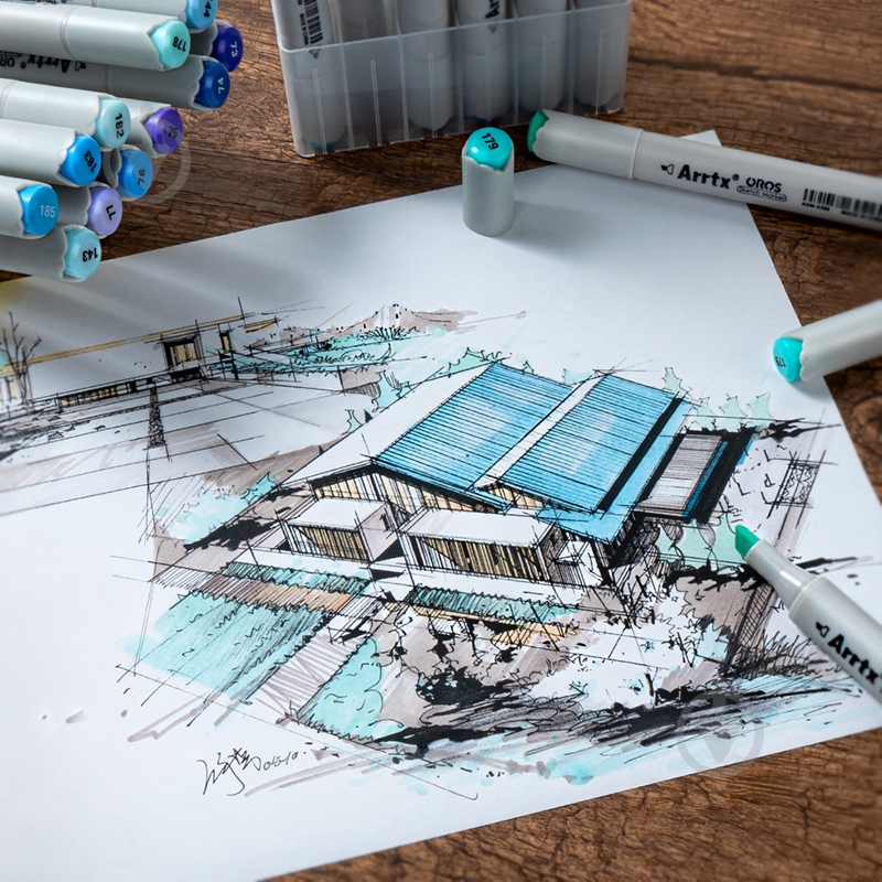 Набор маркеров Arrtx Oros ASM-03BU 24 цвета синие оттенки LC302529 - фото 10 Набор маркеров Arrtx Oros ASM-03BU 24 цвета синие оттенки LC302529 - фото 10