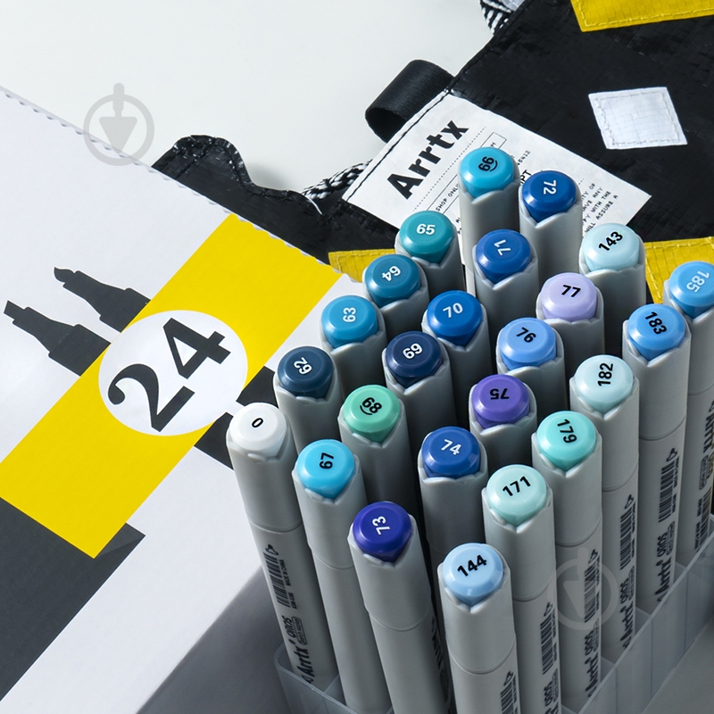 Набор маркеров Arrtx Oros ASM-03BU 24 цвета синие оттенки LC302529 - фото 7 Набор маркеров Arrtx Oros ASM-03BU 24 цвета синие оттенки LC302529 - фото 7