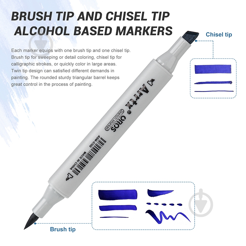 Набор маркеров Arrtx Oros ASM-03BU 24 цвета синие оттенки LC302529 - фото 3 Набор маркеров Arrtx Oros ASM-03BU 24 цвета синие оттенки LC302529 - фото 3