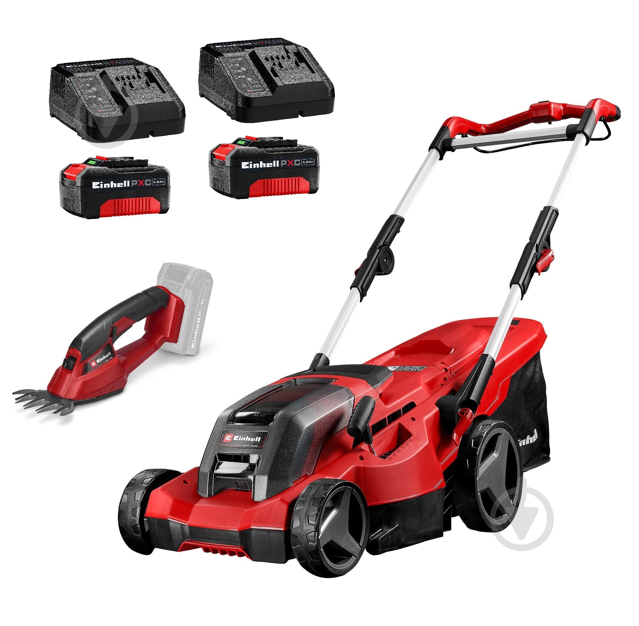 Газонокосилка аккумуляторная Einhell PXC GE-CM 36/37 Li+Ножиці акум.GC-CG 18/1 Li + 2Акб +ЗП - фото 1
