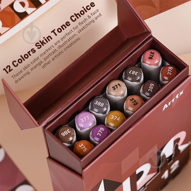 Набір маркерів Arrtx Oros ASM-03-SK02 12 кольорів відтінки шкіри LC302772 - фото 6 Набір маркерів Arrtx Oros ASM-03-SK02 12 кольорів відтінки шкіри LC302772 - фото 6