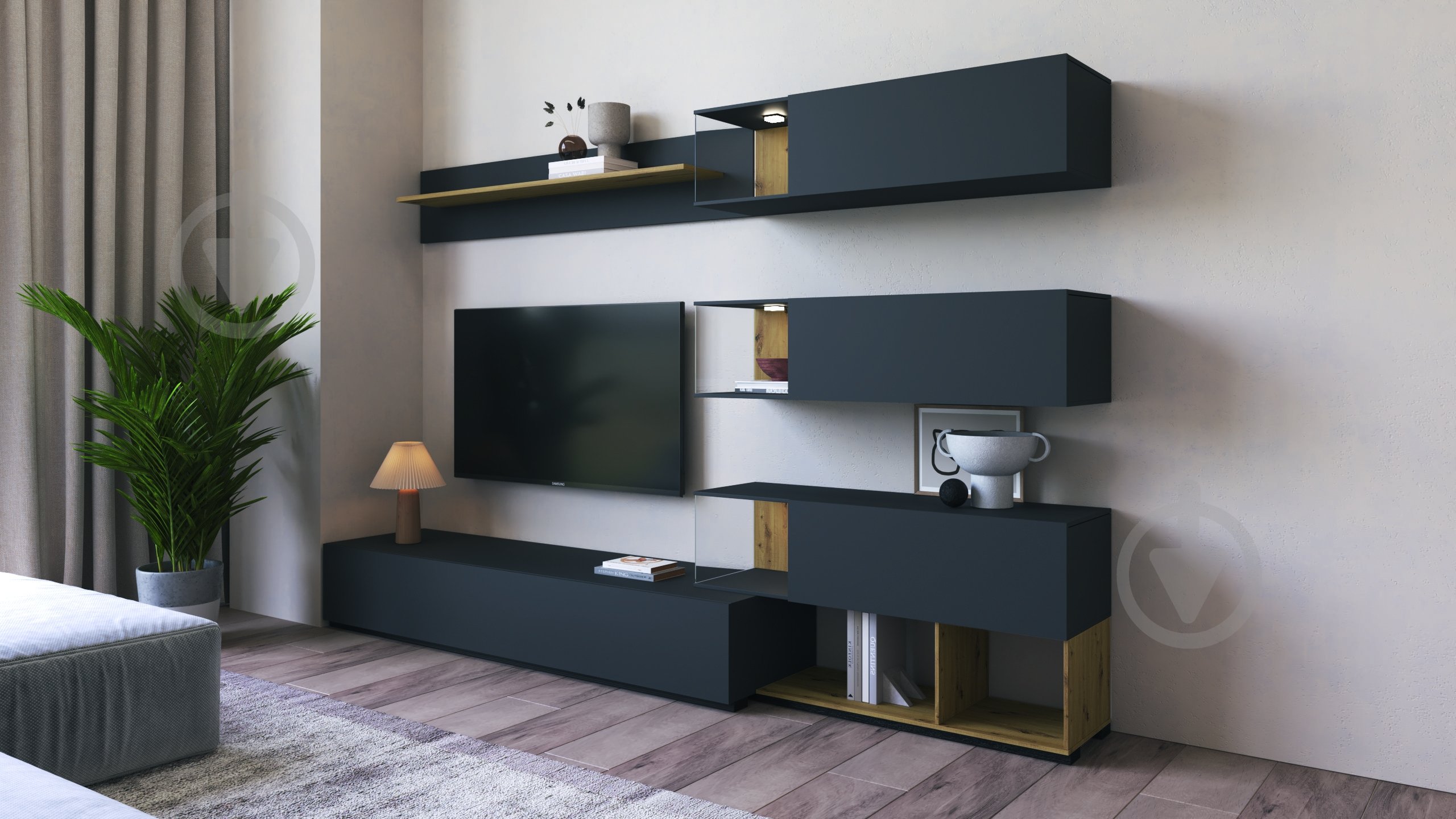 Стенка Лего Світ Меблів антрацит - фото 2 Стенка Лего Світ Меблів антрацит - фото 2