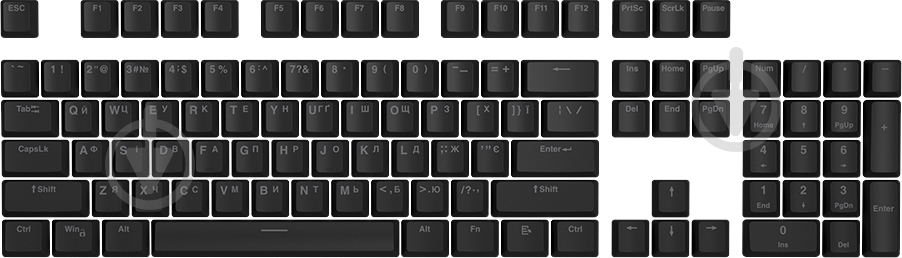 Набір кейкапів Hator PBT Ukr/Eng/Ru чорний (HTS-135) - фото 1 Набір кейкапів Hator PBT Ukr/Eng/Ru чорний (HTS-135) - фото 1