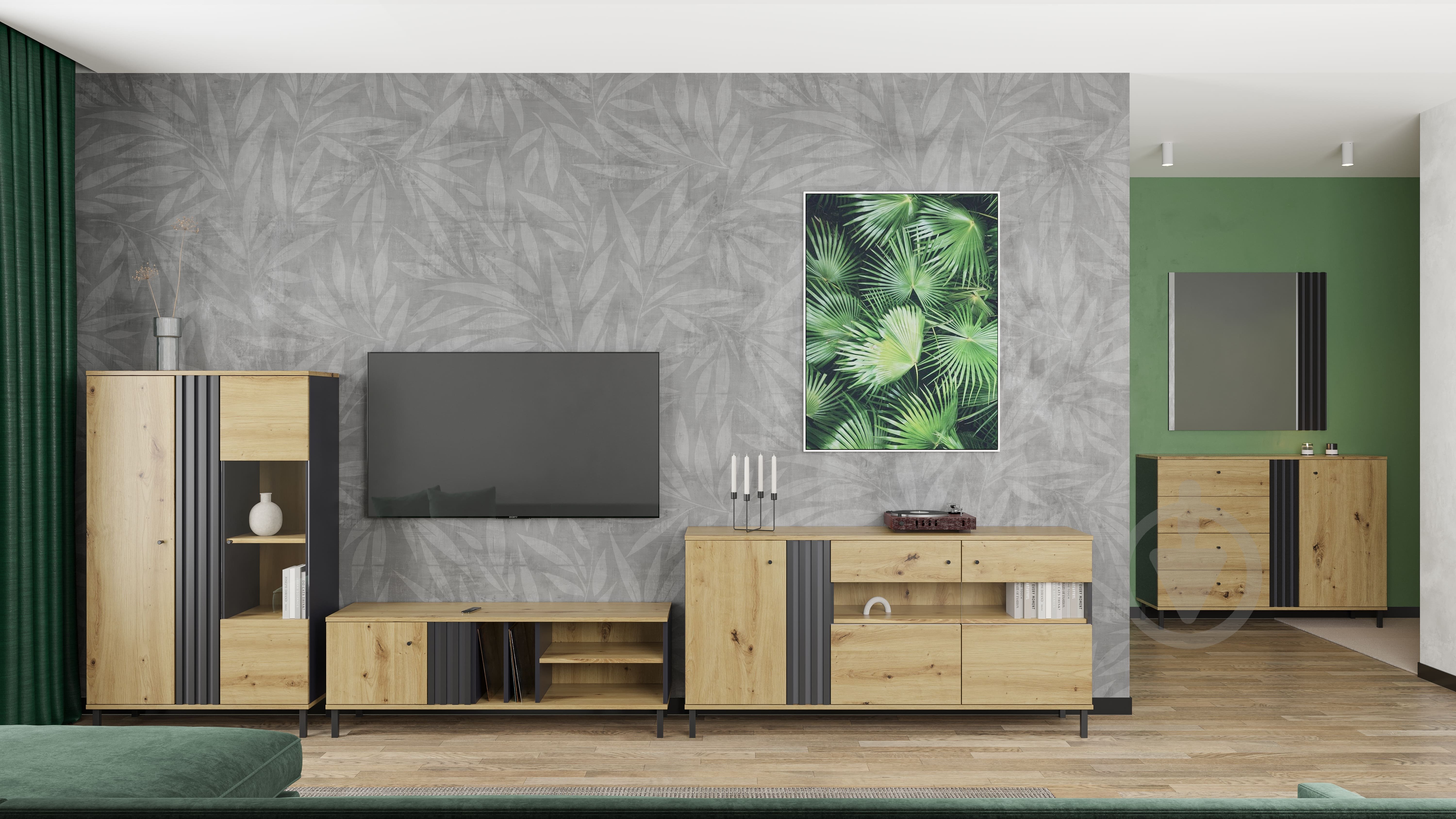 Комод Світ Меблів 3Д Ск Тео 820x400 мм антрацит/дуб артизан - фото 2