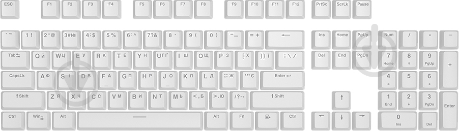 Набор кейкапов Hator PBT Ukr/Eng/Ru белый (HTS-136) - фото 1