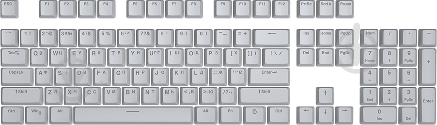 Набор кейкапов Hator PBT Ukr/Eng/Ru серый (HTS-137) - фото 1 Набор кейкапов Hator PBT Ukr/Eng/Ru серый (HTS-137) - фото 1