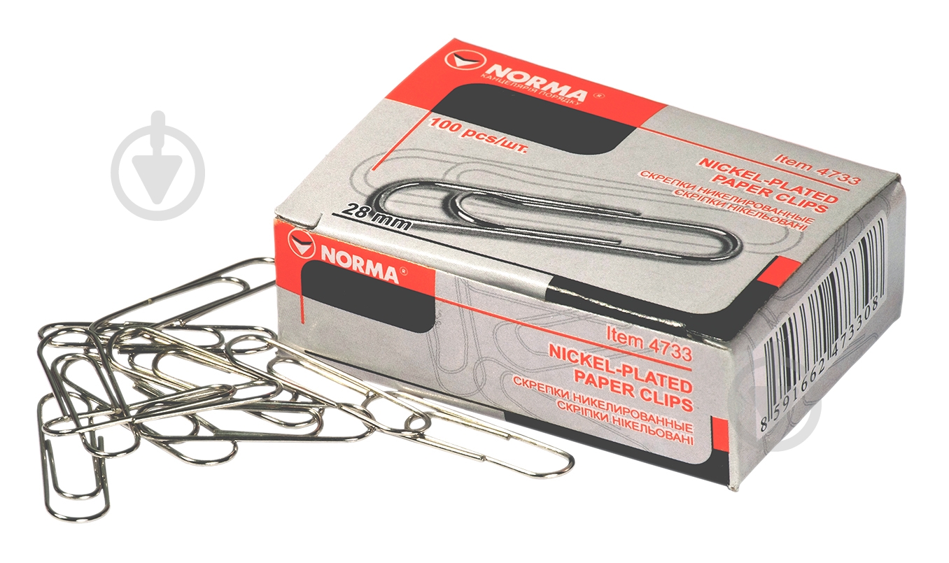 Скрепки 28мм 100шт прямые 4733 NORMA - фото 1