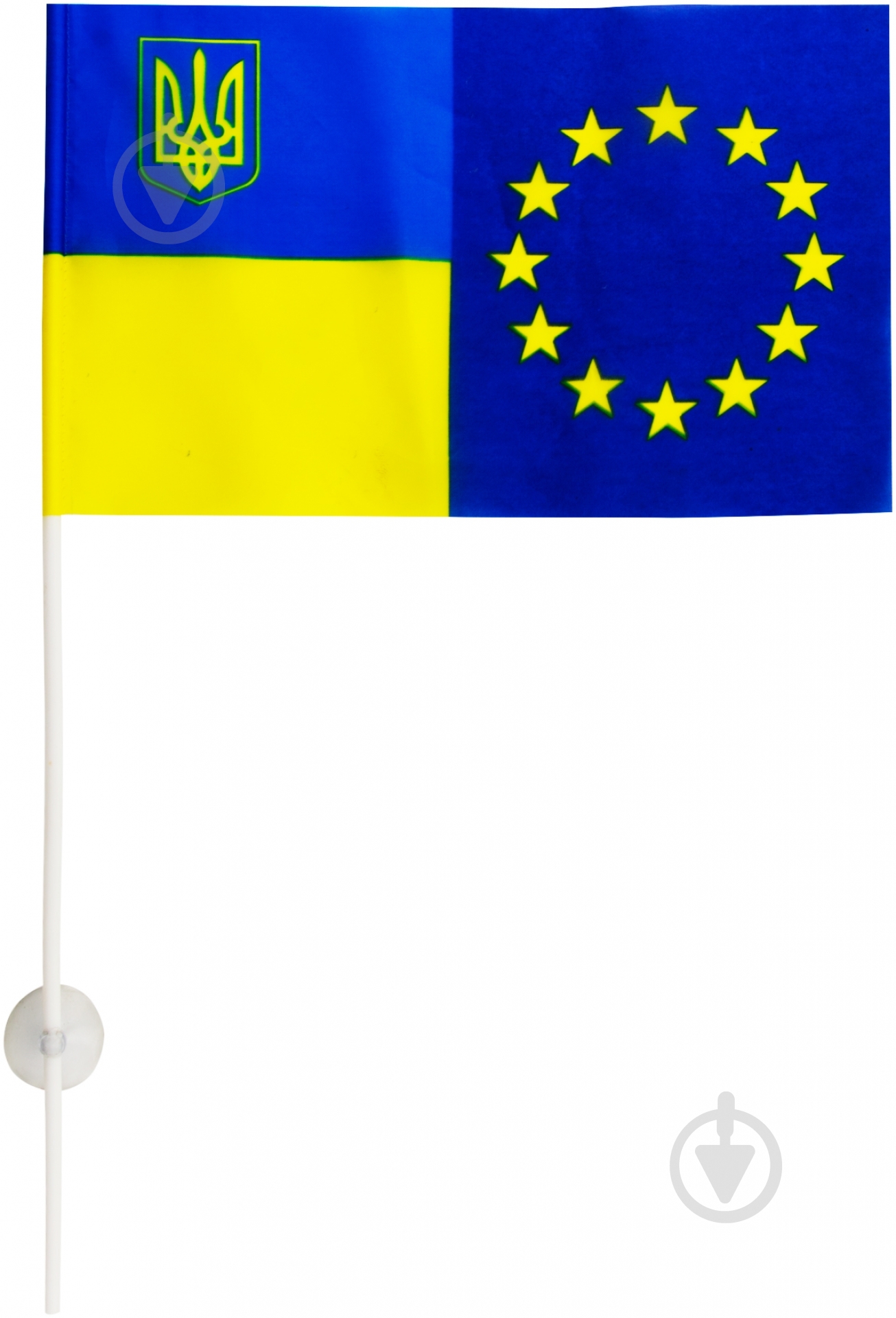 Прапор Україна-Євросоюз з присоскою 220х140 мм - фото 1 Прапор Україна-Євросоюз з присоскою 220х140 мм - фото 1