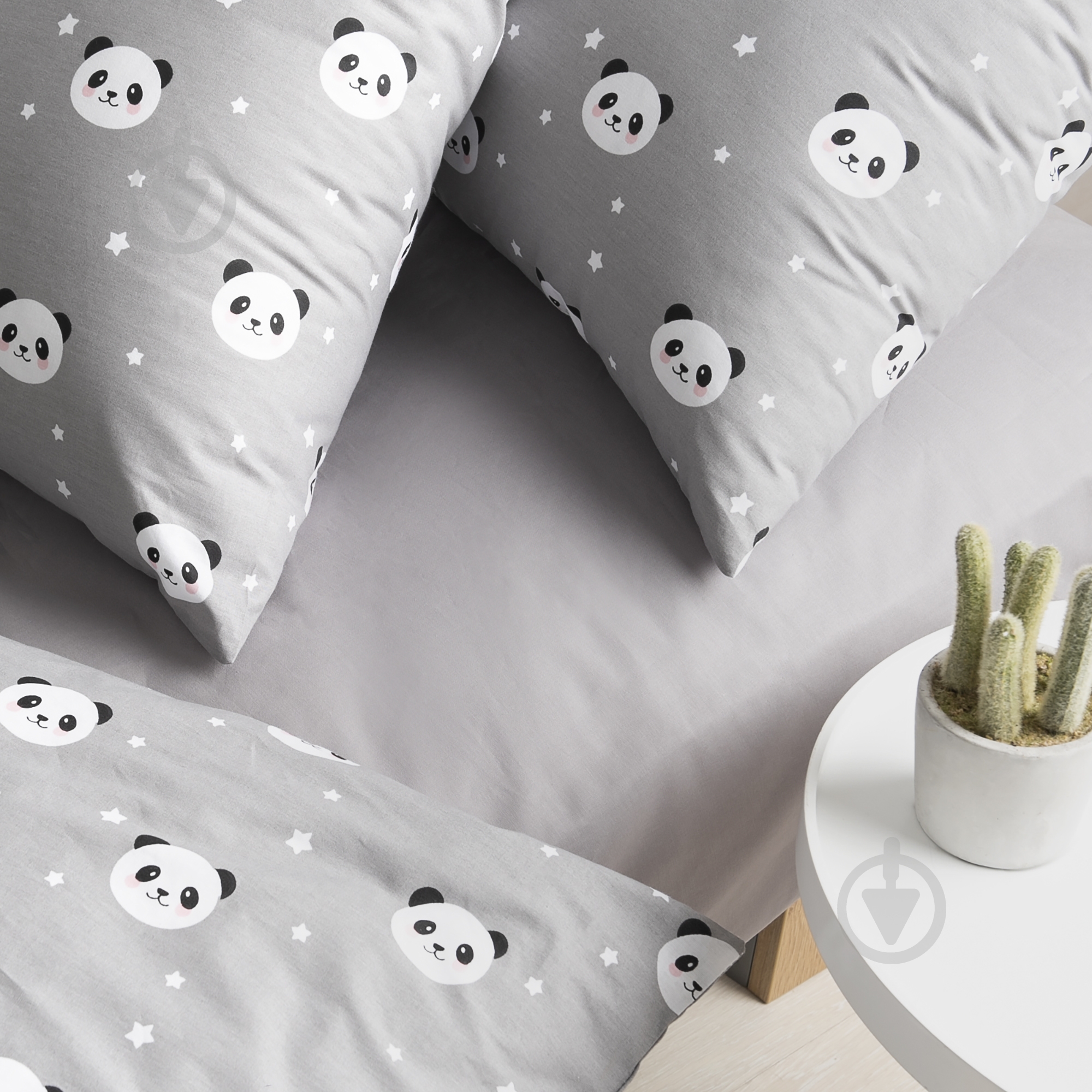 Комплект постельного белья IDEIA полуторный Ранфорс Панда серый 4820227285167 - фото 4