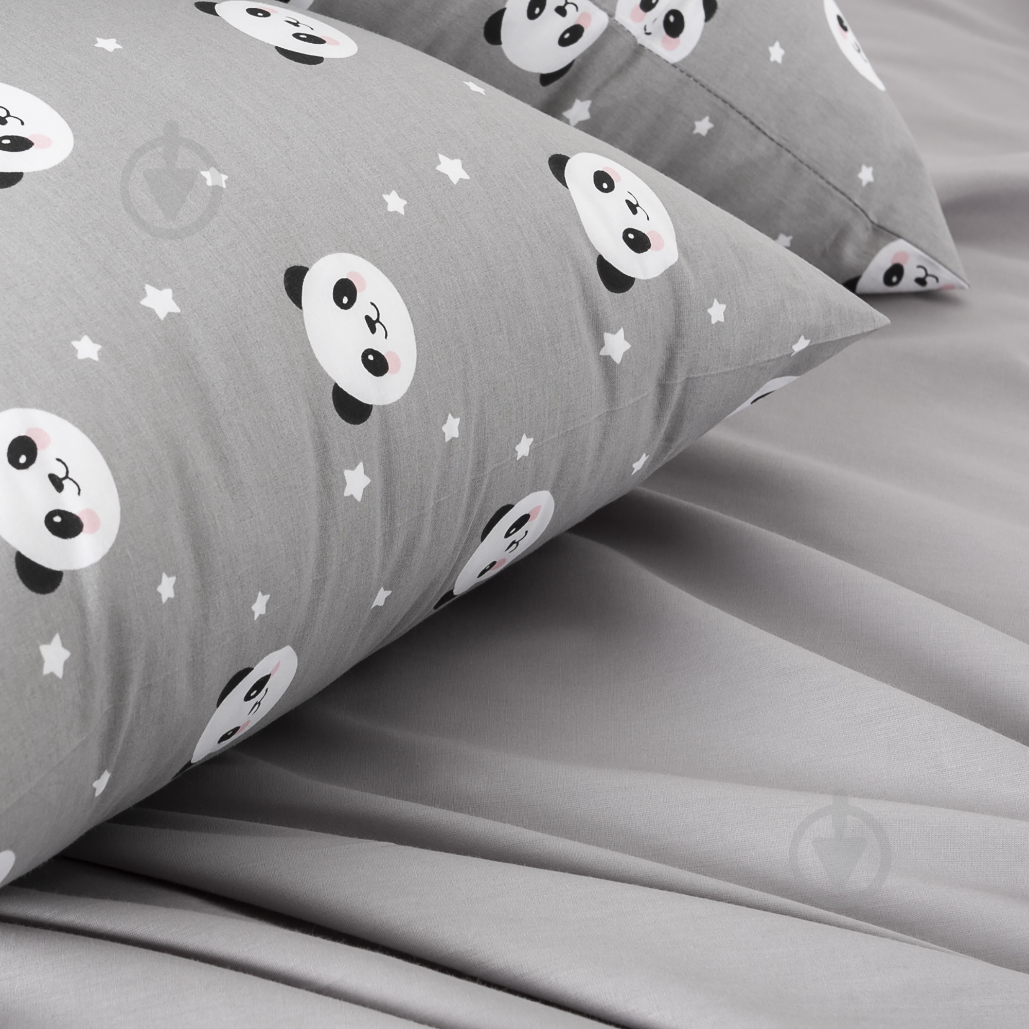 Комплект постельного белья IDEIA полуторный Ранфорс Панда серый 4820227285167 - фото 9