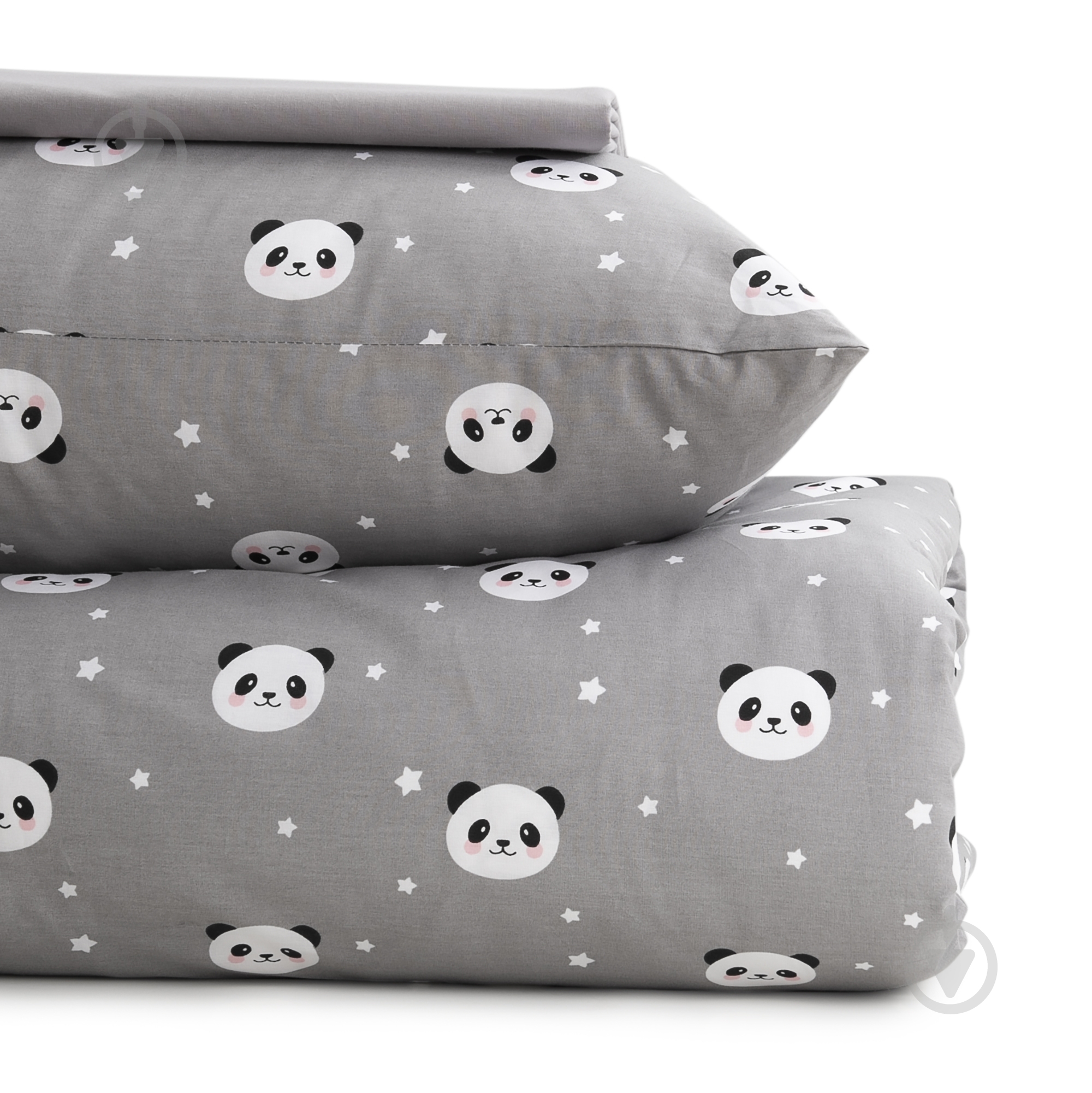 Комплект постельного белья IDEIA полуторный Ранфорс Панда серый 4820227285167 - фото 5