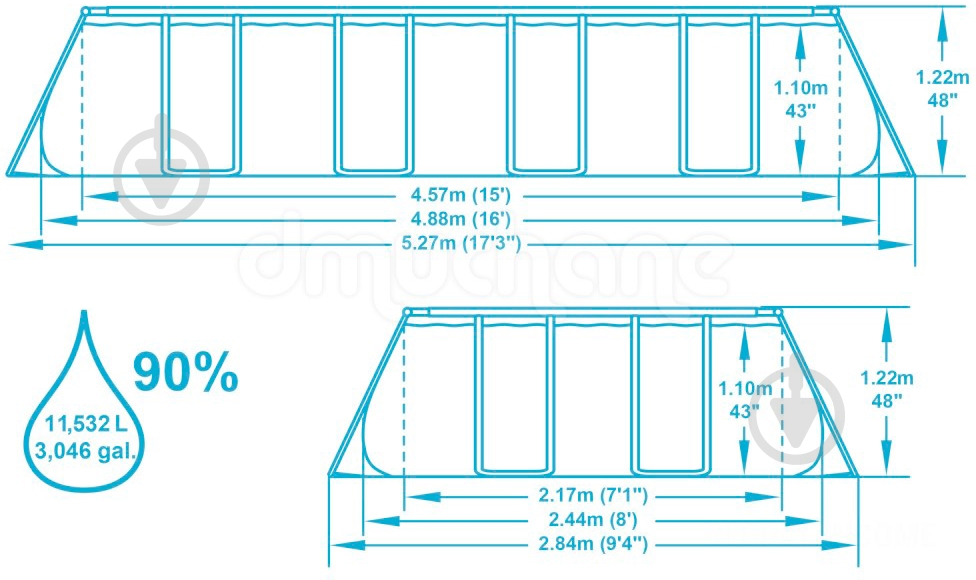 Бассейн каркасный Bestway 488х244х122 см 11532 л 56670 - фото 9