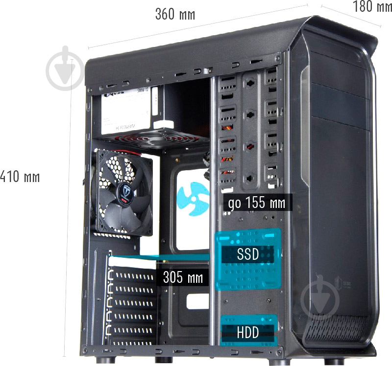 Корпус QUBE QB60A 500W APFC Black (QB60A_MB5U3) - фото 9 Корпус QUBE QB60A 500W APFC Black (QB60A_MB5U3) - фото 9