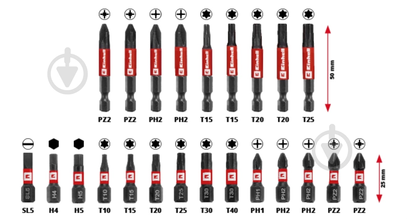 Набір біт і торцевих головок Einhell ударні S-CASE 28 шт. 108703 - фото 6 Набір біт і торцевих головок Einhell ударні S-CASE 28 шт. 108703 - фото 6