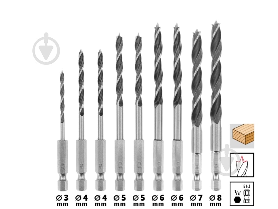 Набор сверл по дереву Einhell S-Case 10 шт. 108733 - фото 3 Набор сверл по дереву Einhell S-Case 10 шт. 108733 - фото 3