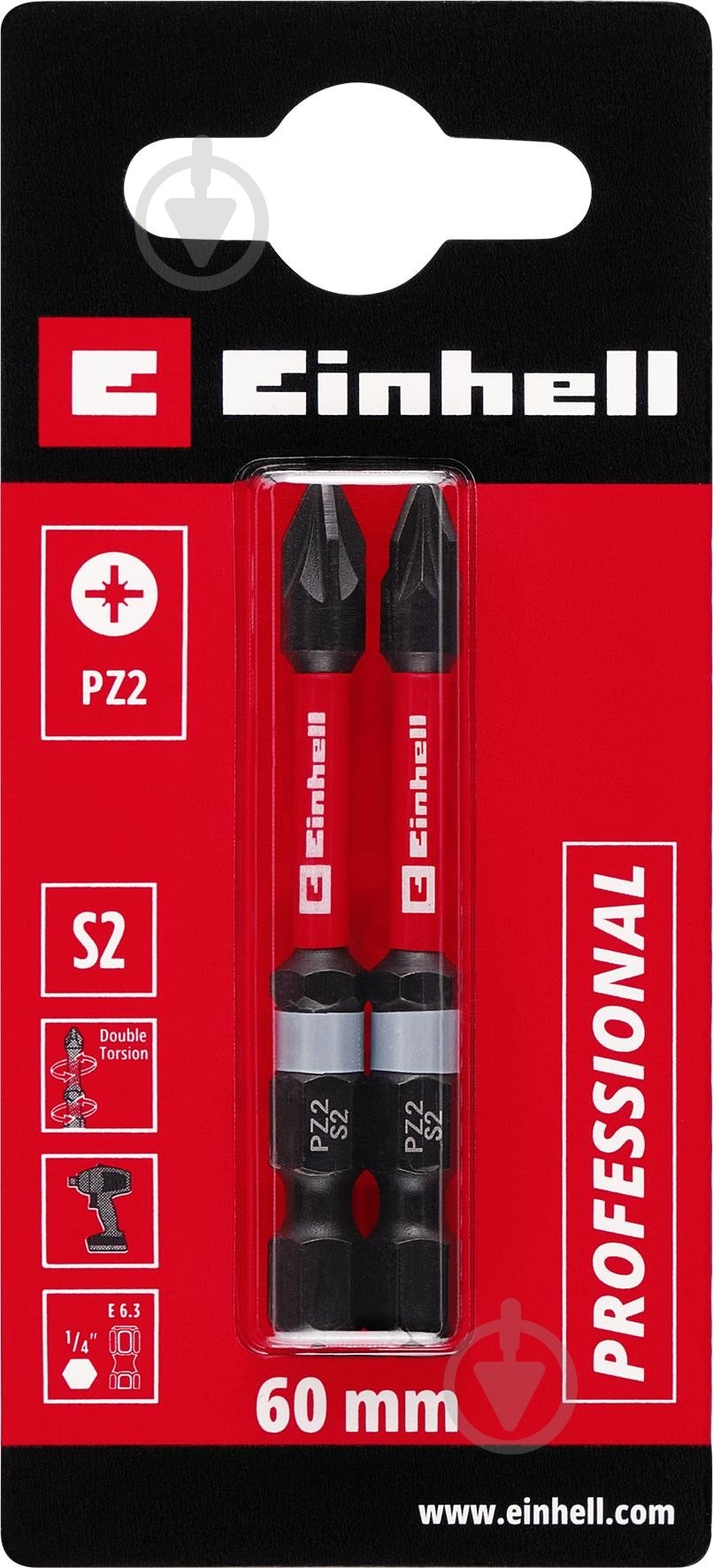 Бита торсионная Einhell 60 мм S2 PZ2 2 шт. 132140 - фото 2