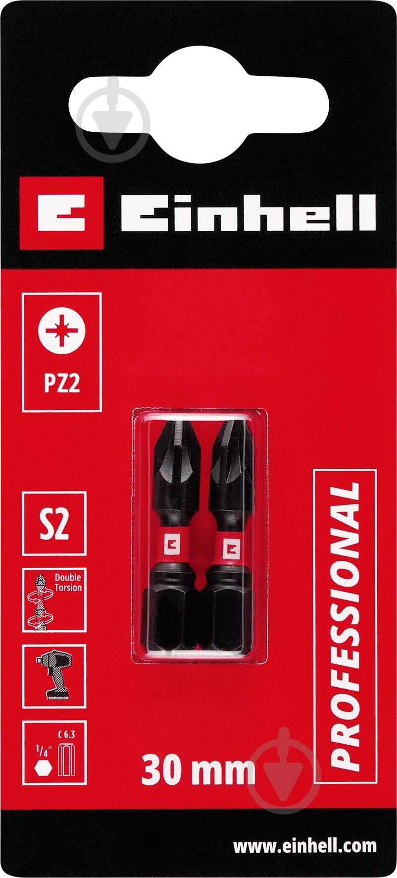 Бита торсионная Einhell 30 мм S2 PZ2 2 шт. 132050 - фото 2