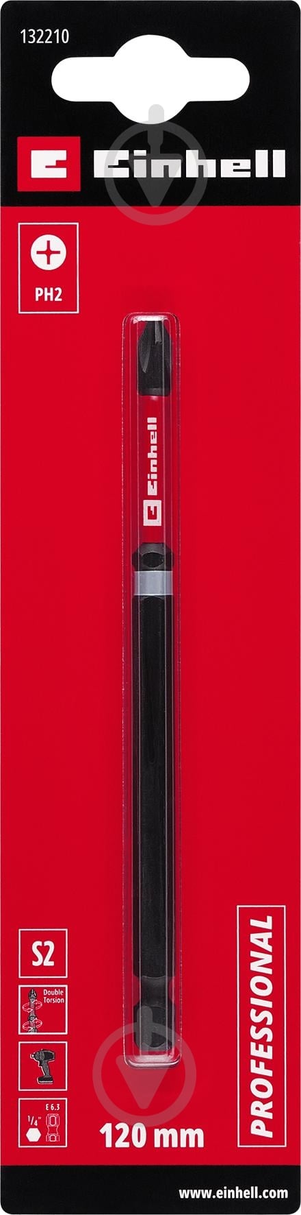 Бита торсионная Einhell 120 мм S2 PH2 1 шт. 132210 - фото 2