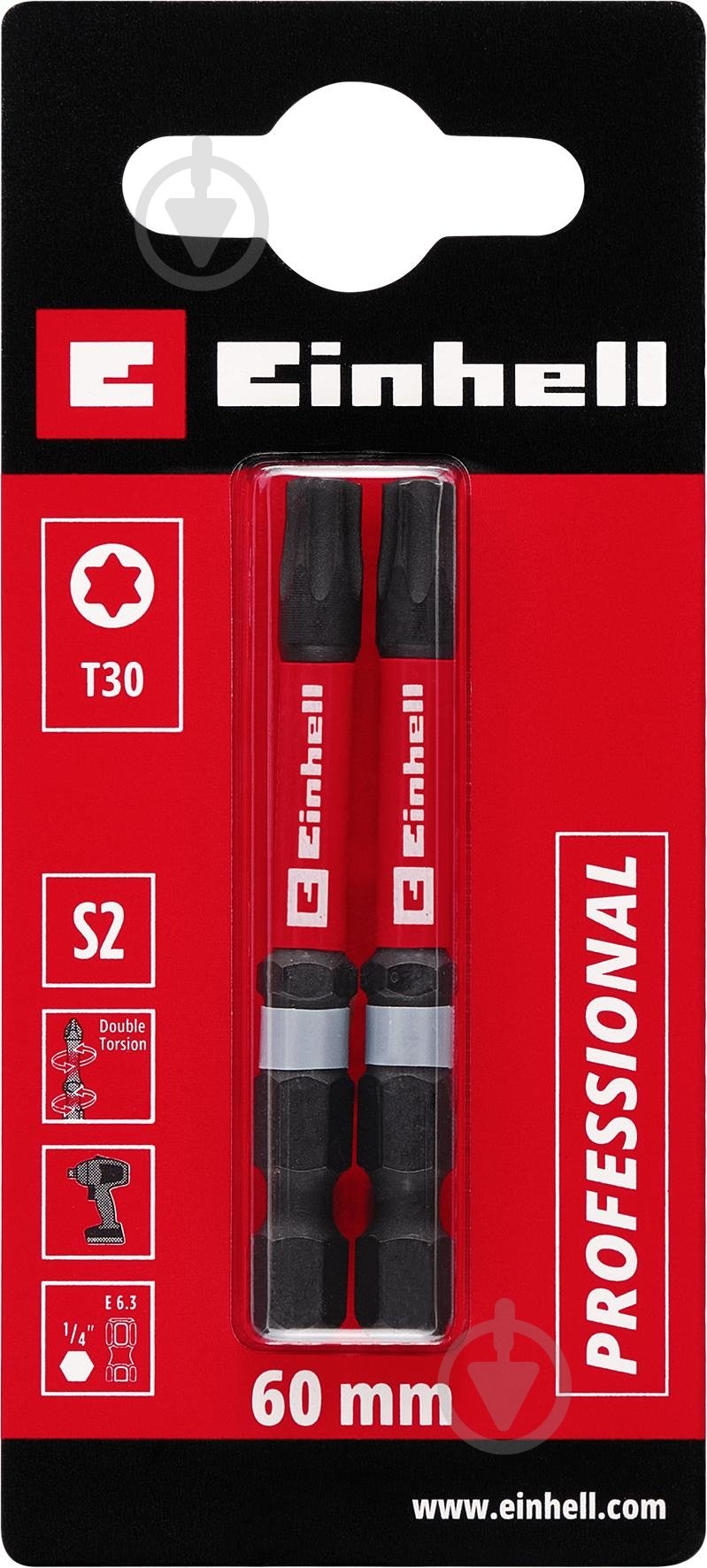 Бита торсионная Einhell 60 мм S2 T30 2 шт. 132190 - фото 2 Бита торсионная Einhell 60 мм S2 T30 2 шт. 132190 - фото 2