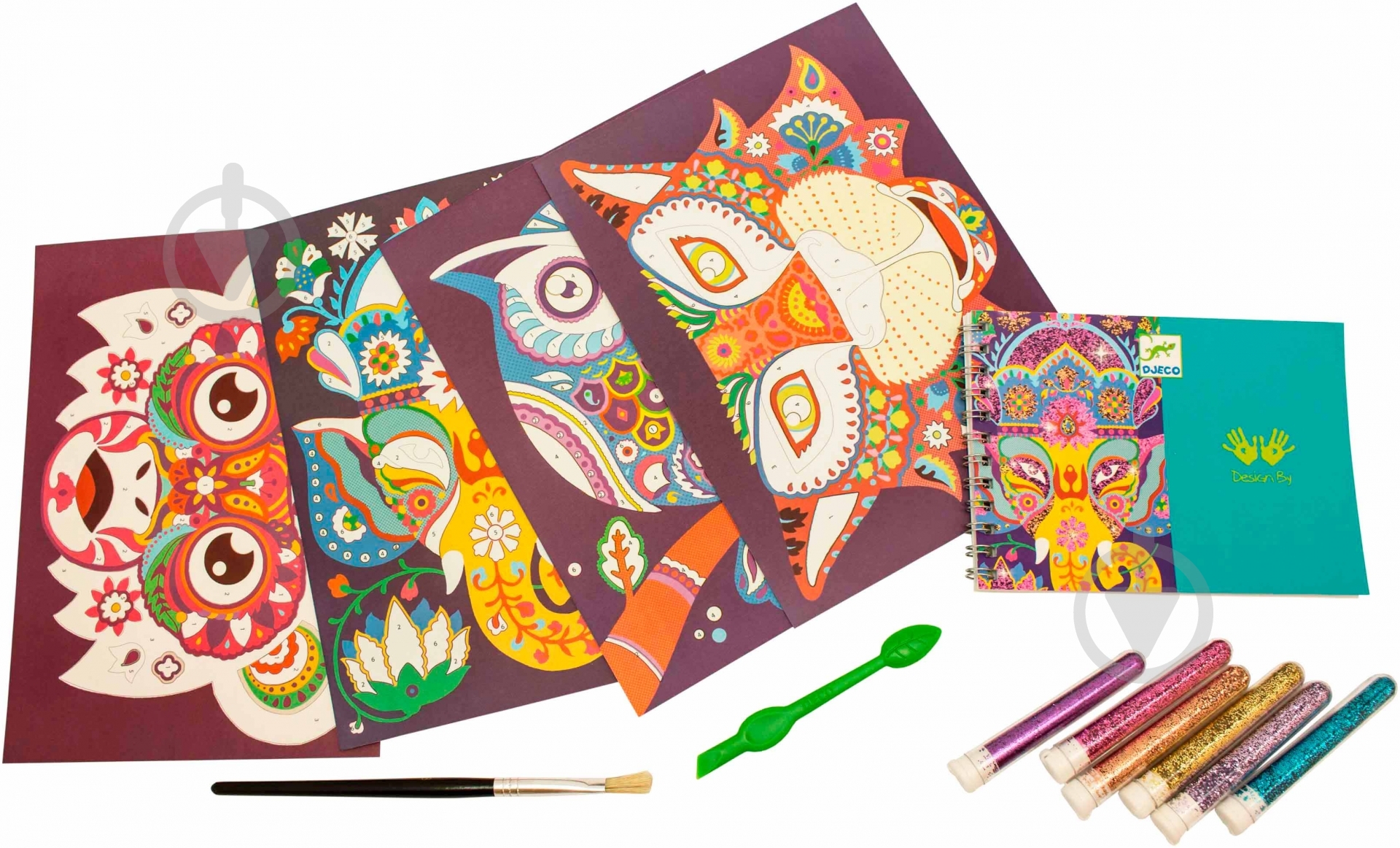 Набор для рисования блестками Djeco Блестящие животные DJ09502 - фото 1