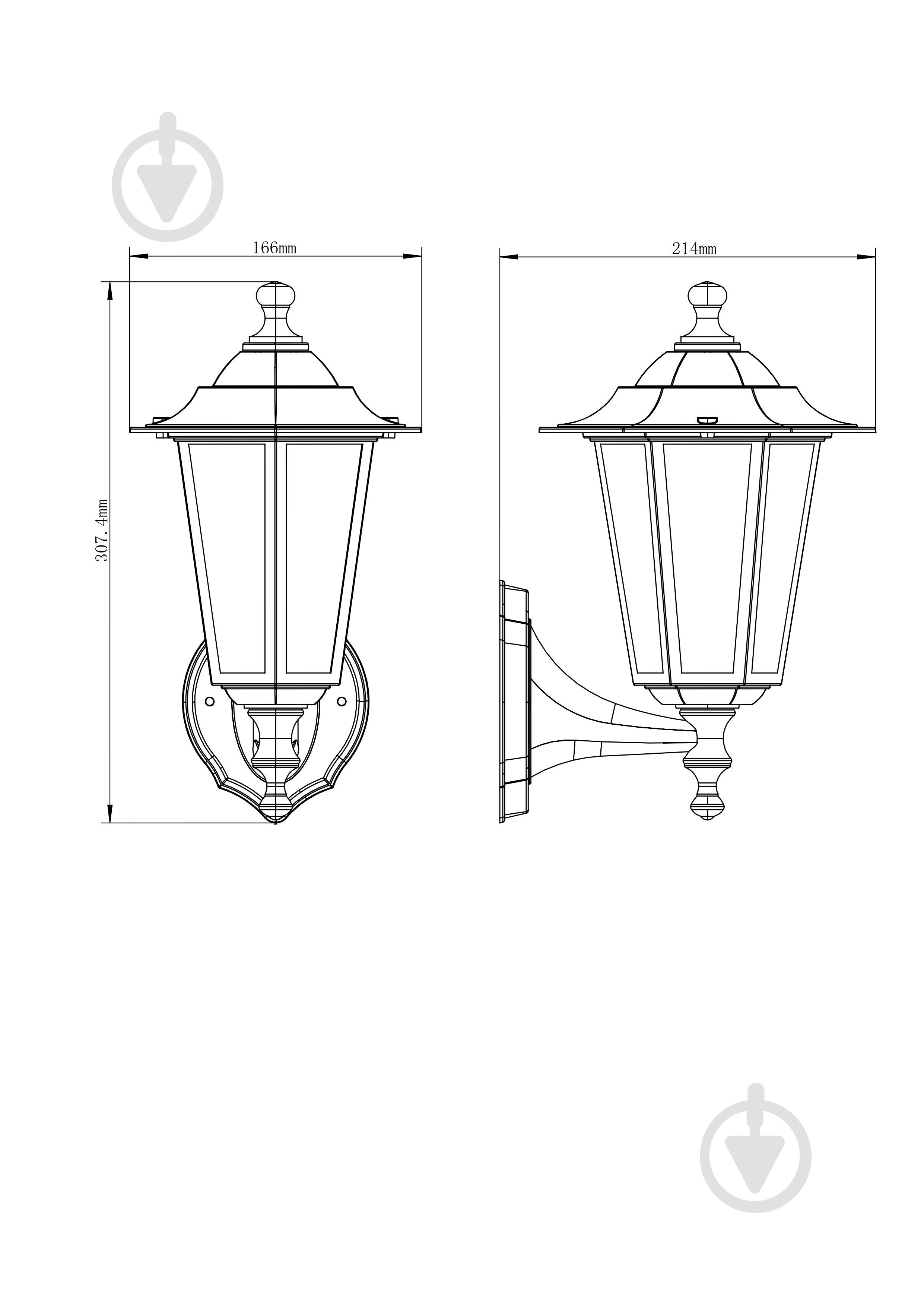 Світильник вуличний настінний Ledvance Lantern Classic Up E27 60 Вт IP44 чорний - фото 3