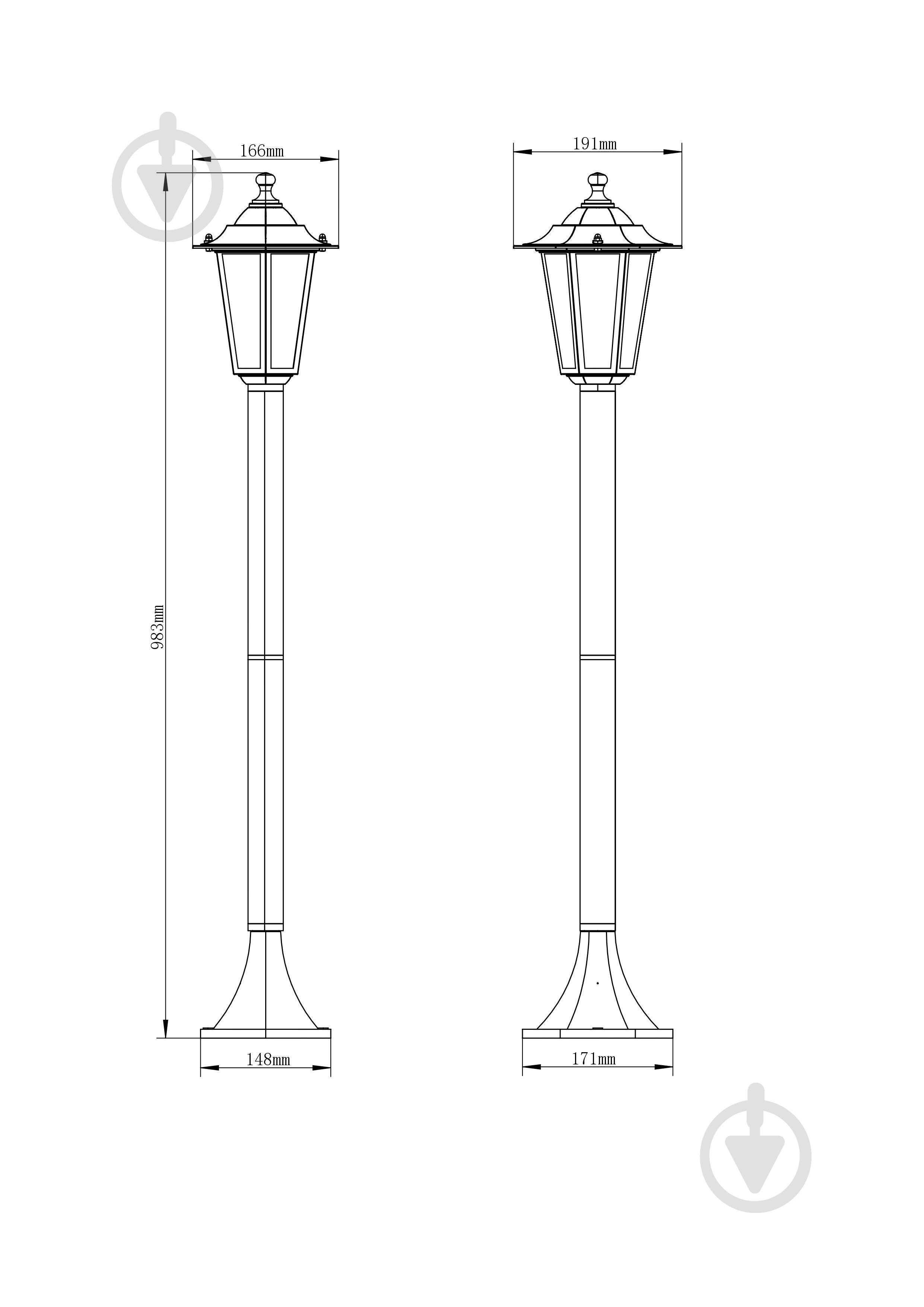 Ліхтарний стовп Ledvance Lantern Classic 1000 E27 60 Вт IP44 чорний - фото 3