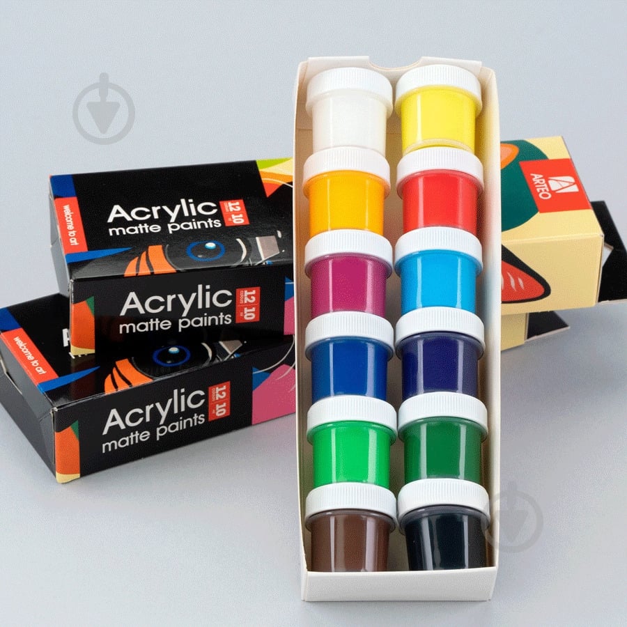 Набір акрилових фарб ColorСat 12 x 10 мл Arteo - фото 4 Набір акрилових фарб ColorСat 12 x 10 мл Arteo - фото 4