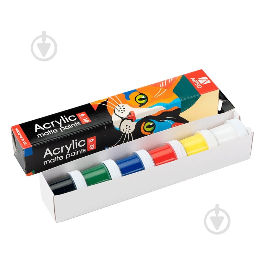 Набор акриловых красок ColorСat 6 x 10 мл Arteo - фото 2 Набор акриловых красок ColorСat 6 x 10 мл Arteo - фото 2