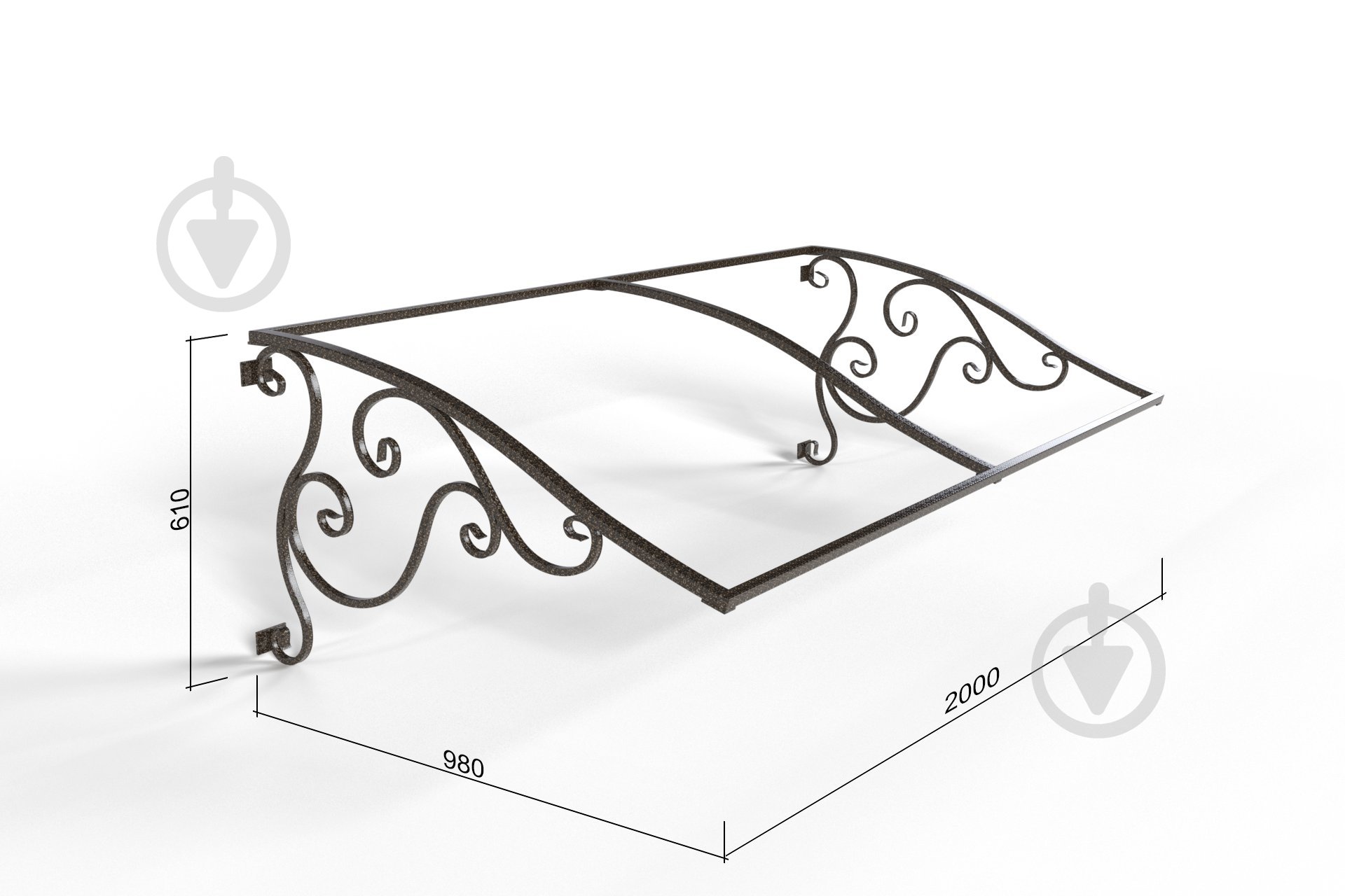 Боковины к козырьку Альфа комплект 2000 х 1000 х 620 мм античная бронза - фото 2