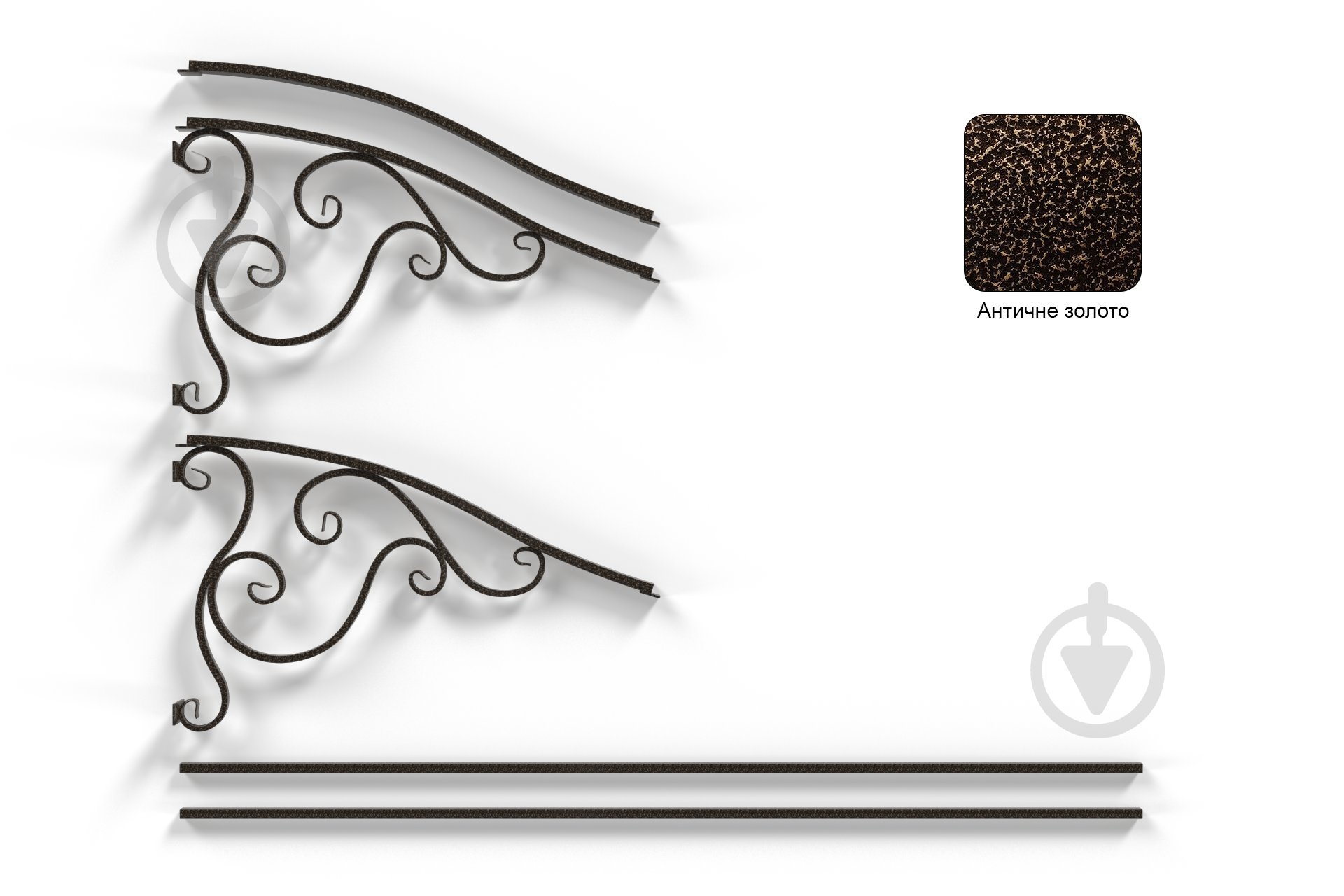 Боковины к козырьку Альфа комплект 2000 х 1000 х 620 мм античная бронза - фото 4