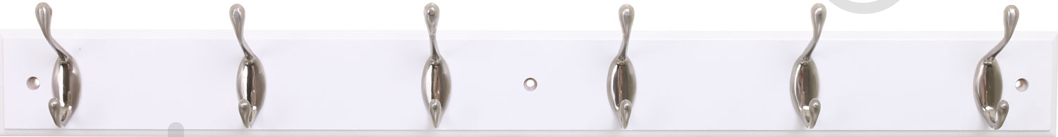 Вішалка для одягу настінна з 6 гачками 680х70х15 мм нікель/білий 001-6H - фото 2 Вішалка для одягу настінна з 6 гачками 680х70х15 мм нікель/білий 001-6H - фото 2