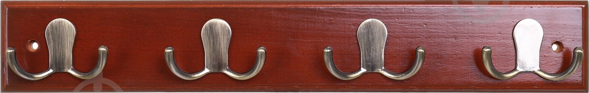 Вешалка для одежды настенная с 4 крючками 45х7х1.5 см бронза/орех - фото 2