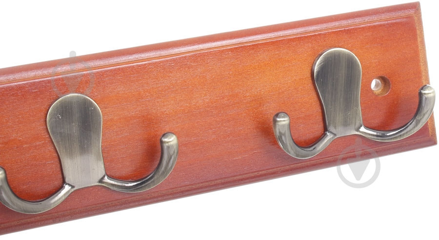 Вешалка для одежды настенная с 6 крючками 680х70х15 мм бронза/орех 027-6H - фото 3