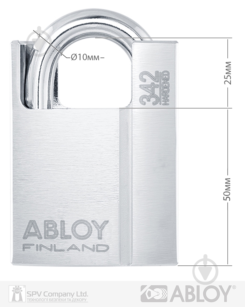 Замок навісний Abloy PL 342 Protec2 2KEY 25x10 мм відкритий (амбарний) - фото 2