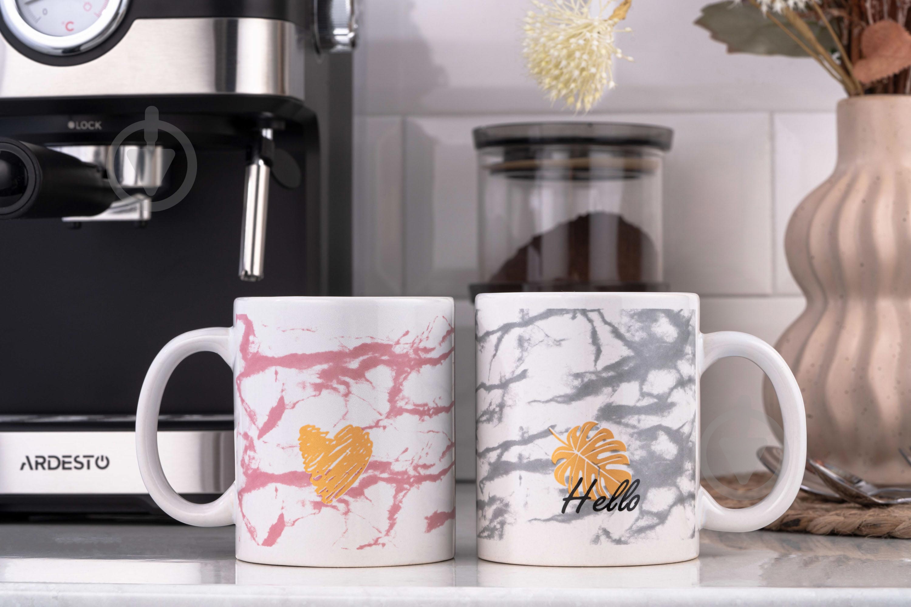 Чашка Ardesto Hello 350 мл бело-розовая AR3048WP - фото 3