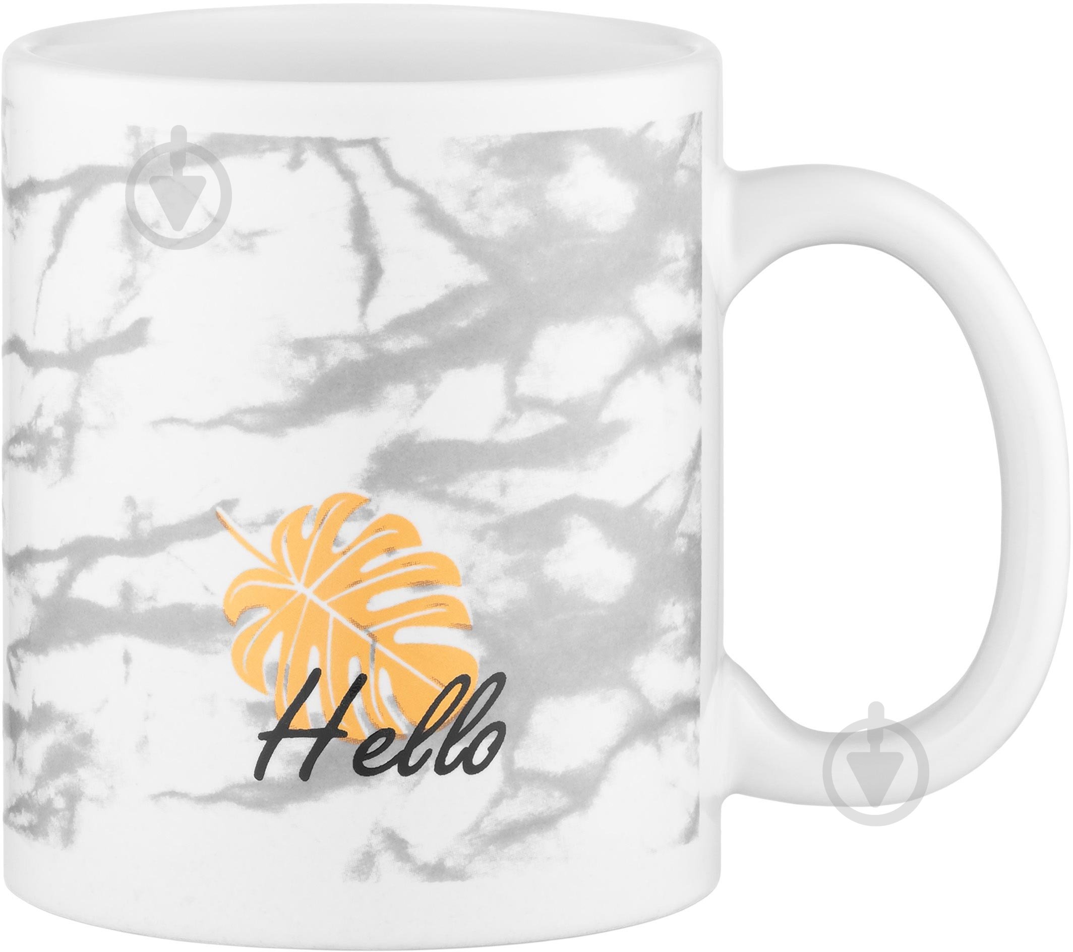 Чашка Ardesto Hello 350 мл бело-серая AR3048WG - фото 1