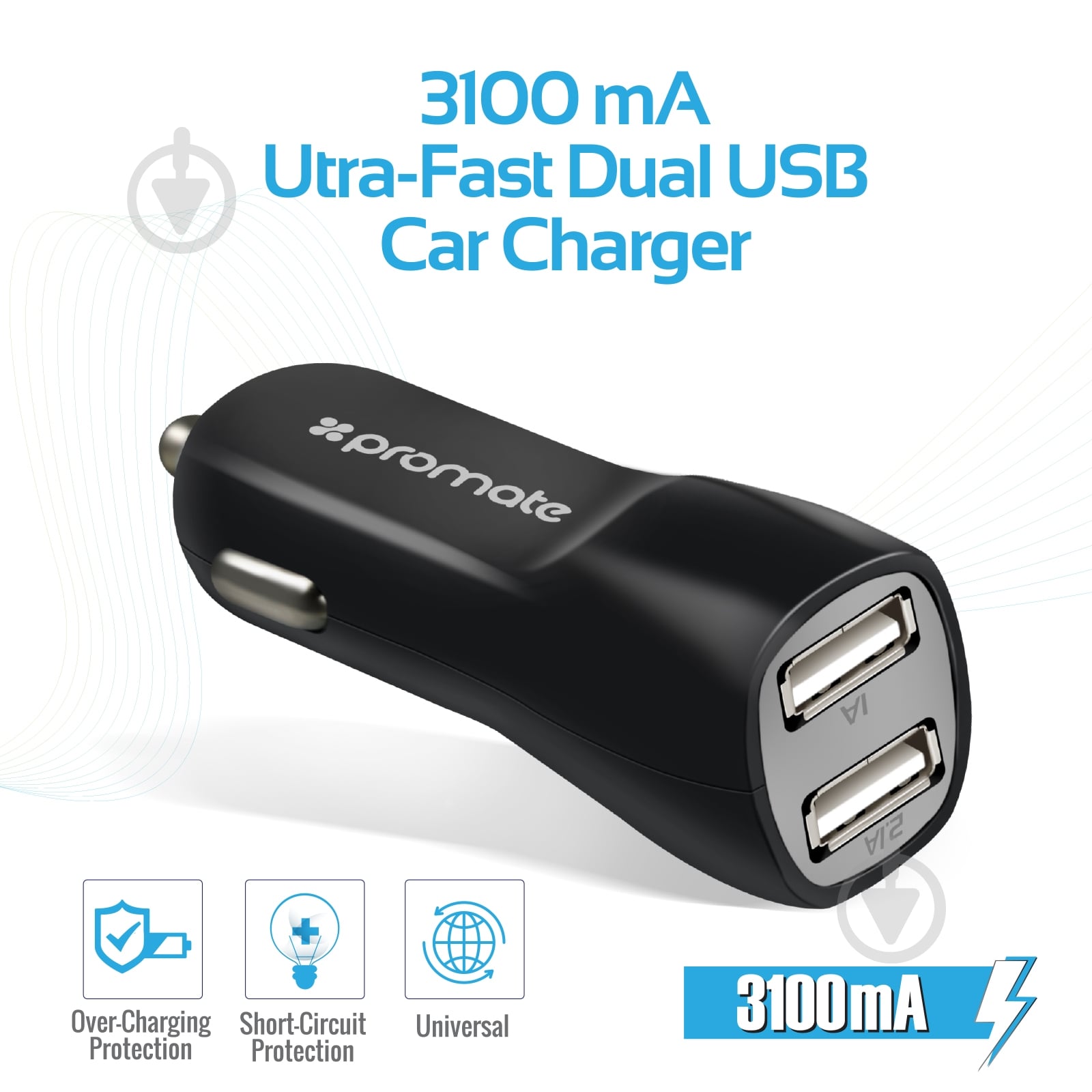 Зарядный комплект Promate ChargMate-EU2 Black + кабель Micro-USB 1.2 м + сетевое ЗУ 2.1 A - фото 5