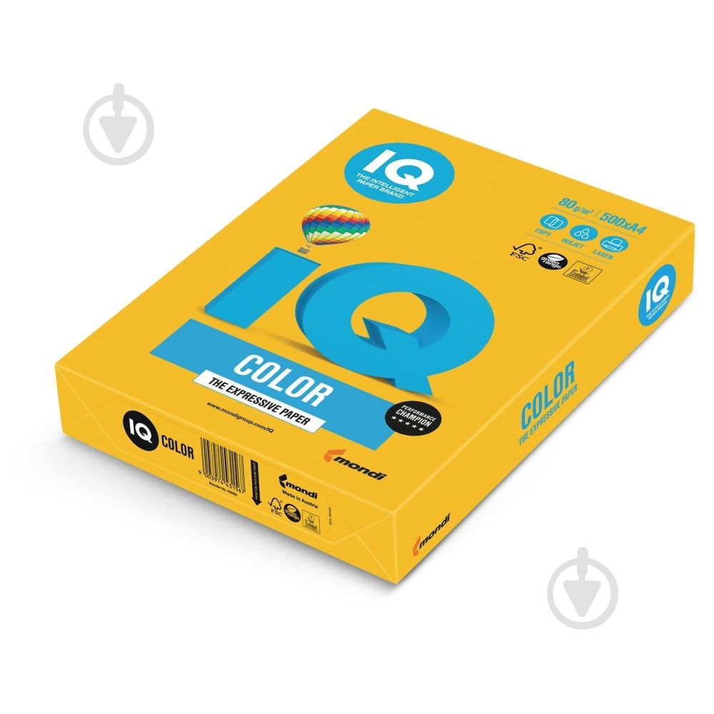 Бумага офисная цветная IQ A4 80 г/м темно-желтый 500 листов - фото 1 Бумага офисная цветная IQ A4 80 г/м темно-желтый 500 листов - фото 1